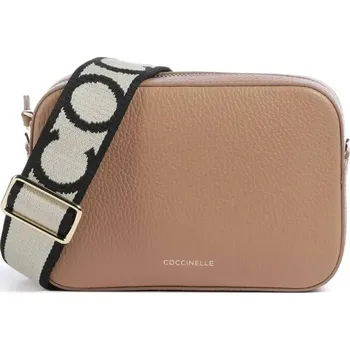 Kabelka Coccinelle kožená crossbody kabelka malá světle hnědá