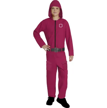 Karnevalový kostým Fiestas Guirca Squid Game dozorce čtverec červený