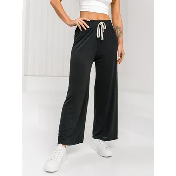 Dámské oblečení Černé dámské šíroké textilní kalhoty Bolf W7956 - L