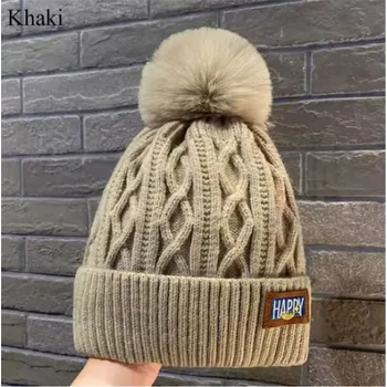 Čepice Hřejivý dámský kulich s podšívkou a bambulí Barva: Khaki