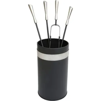 Krbová kamna Sada krbového nářadí 4 dílná ø 205 x 620 mm, nikl/černá, K119-SB