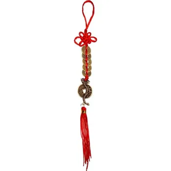 Čínské mince štěstí na šňůrce s drakem