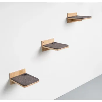 Rhr Šplhací stěna pro kočky – nástěnné schůdky – sada 3 ks Šedá