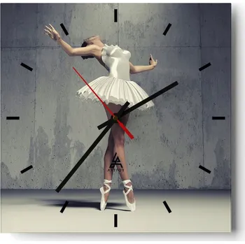 Hodiny Nástěnné hodiny do kuchyně 30x30 Baletka Stylové hodiny na skle Loft Tiché