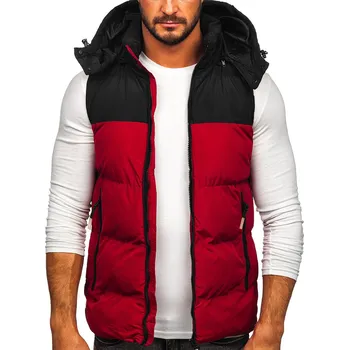 Pánská bunda Vínová pánská prošíváná vesta s kapucí Bolf 1189 - M