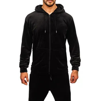 Oblečení a móda Černá pánská velurová tepláková souprava s kapucí Bolf 8C1538 - XL