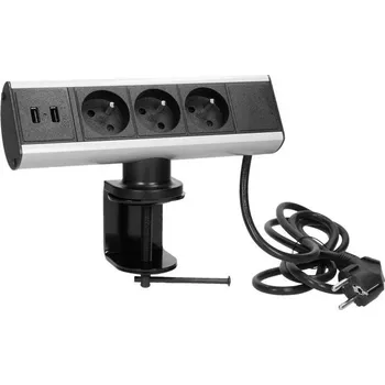 Elektrická zásuvka Nábytková zásuvka s USB nabíječkou a šroubovací svorkou 3x2P + E, 2xUSB FS-7