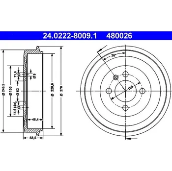 Brzdový buben Brzdový buben ATE 24.0222-8009.1