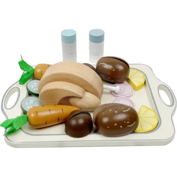 Hra na obchod eliNeli Dřevěné potraviny a kuře do dětské kuchyňky