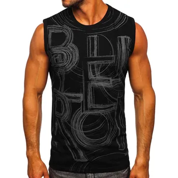 Pánské tričko Černo-grafitové pánské tílko s potiskem tank top Bolf 14818 - 2XL