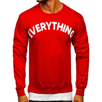 Pánská mikina Červená pánská mikina bez kapuce s potiskem Bolf 181905 - L