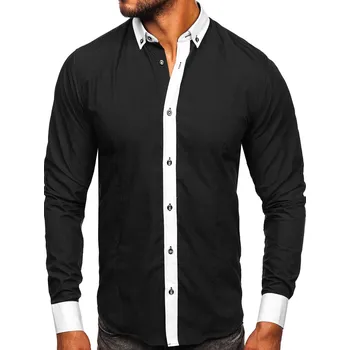 Pánská košile Černá pánská elegantní košile s dlouhým rukávem Bolf 21750 - M