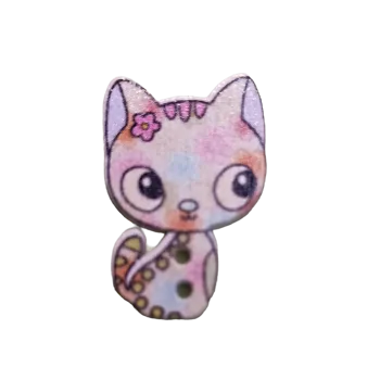 Knoflík Knoflík dřevěný kočička X