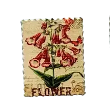 Knoflík Knoflík dřevěný hranatý - kytka (3,0 x 3,8 cm)