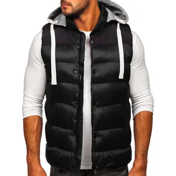 Pánská bunda Černá pánská prošíváná vesta s kapucí Bolf 13078 - 2XL