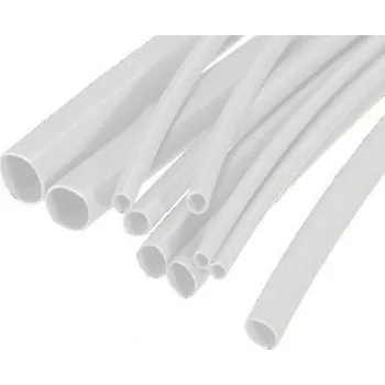 Smršťovací bužírka 6mm - 10m tepelně smršťovací bužírky 6mm, 50% smrštění, barva černá, modrá, červená, žlutozelená, bílá Barva: Bílá