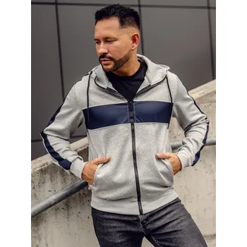 Pánská mikina Šedá pánská mikina na zip s kapucí Bolf 27B8121 - M