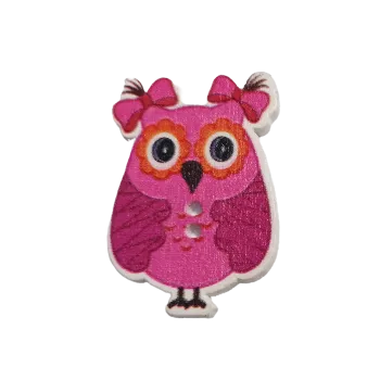 Knoflík Knoflík dřevěný sova s culíky II