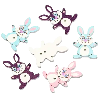 Knoflík Knoflík dřevěný - zajíček, Barva: Hnědá