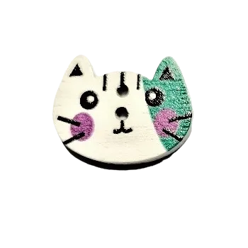 Knoflík Knoflík dřevěný kočičí hlava tyrkys-bílá