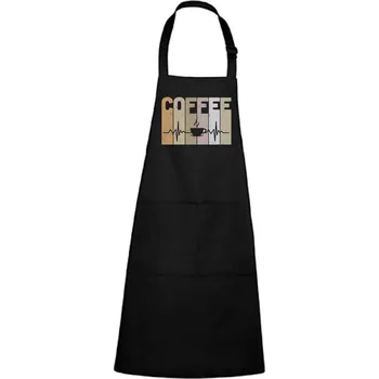 Kuchyňská zástěra DOBRÝ TRIKO Zástěra s potiskem Tep srdce coffee Barva: Černá