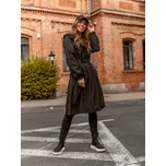 Černá dámská dlouhá přechodová bunda s kapucí kabat Bolf AG5019A - 2XL