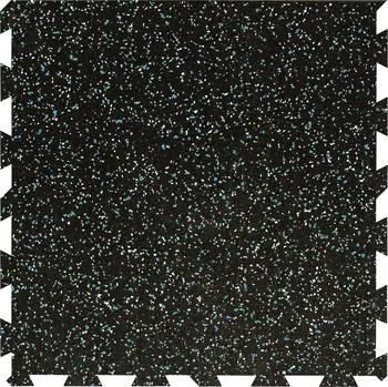 Venkovní dlažba Černo-bílo-modrá gumová modulová puzzle dlažba (okraj) FLOMA IceFlo SF1100 - 100 x 100 x 2 cm