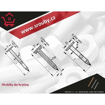 Hřebík P 2,5x 30 FE ocel - zinek žárový - Hřebík do krytiny s velkou hlavou