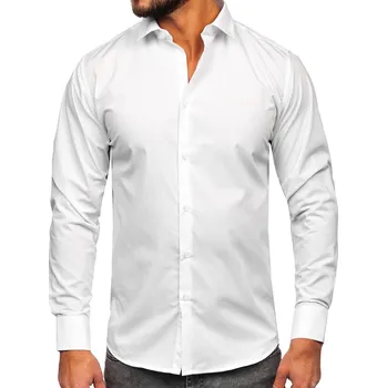 Pánská košile Bílá pánská elegantní košile s dlouhým rukávem slim fit Bolf MS13 - 3XL