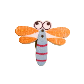 Knoflík Knoflík dřevěný vážka modrá