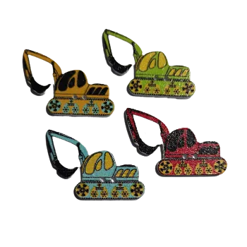 Knoflík Knoflík dřevěný bagr, Barva: Modrá