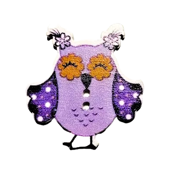 Knoflík Knoflík dřevěný sova s culíky III
