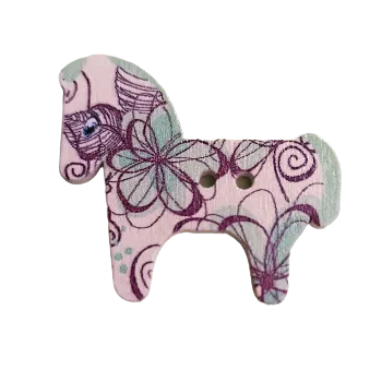 Knoflík Knoflík dřevěný kůň s ornamenty IV