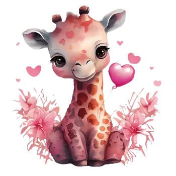 Nažehlovací obrázek - Valentýnská žirafka (13,8 x 15,2 cm)