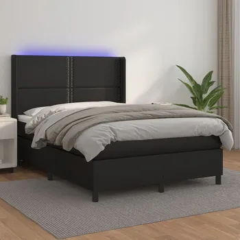 Postel vidaXL Box spring postel s matrací a LED 140x200 cm umělá kůže [3139327] Barva: Černá