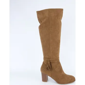 Dámské kozačky Kozačky se střapcem, na podpatku karamelová 39