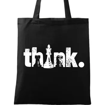 Bavlněná taška Šachová strategie Think Chess (Barva: Černá)