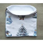 AMÁLKA Dětský nákrčník tunel teplákovina, tučňák se sněhulákem