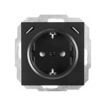 vypínač a zásuvka Zásuvka ELEKTRO-PLAST VESTRA s out+2USB, černá