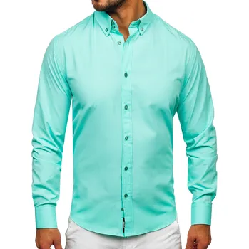 Pánská košile Pánská světle zelená elegantní košile s dlouhým rukávem Bolf 5821-1 - 2XL