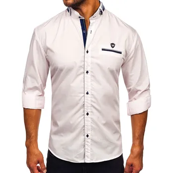 Světle růžová pánská košile s dlouhým rukávem Bolf 19618 - L