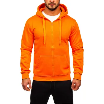 Pánská mikina Oranžová pánská tepláková souprava s mikinou na zip a kapucí Bolf D004 - M