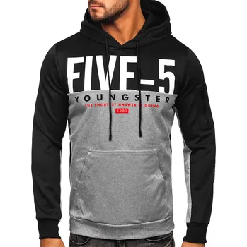 Pánská mikina Šedá pánská mikina s kapucí a potiskem Bolf HY972 - 2XL