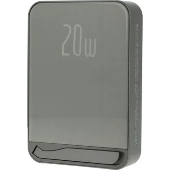 Powerbanka Metal Magsafe bezdrátová Powerbanka se stojánkem, 10000mAh, PD20W, šedá