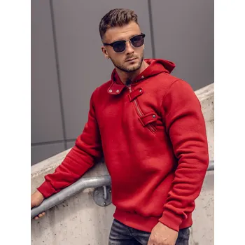 Pánská mikina Vínová pánská silná mikina na zip s kapucí Bolf 06A - XL