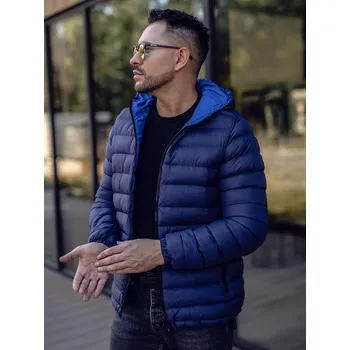Pánská parka Tmavě modrá pánská přechodová sportovní prošívaná bunda Bolf JP1101 - XL