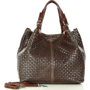 Kabelka GENUINE LEATHER Italská kožená taška MAZZINI GIULIA; hnědá káva