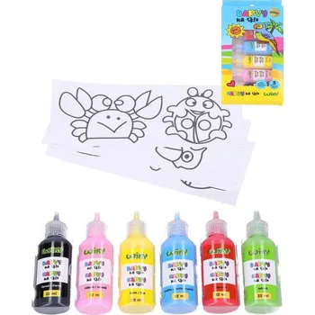 Speciální výtvarná barva Barvy na sklo glitter se třpytkami set 5x 22ml + černá kontura se šablonami