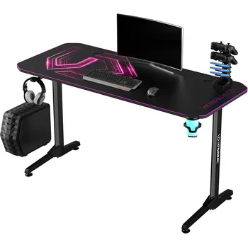 Počítačový stůl Herní stůl ULTRADESK FRAG - PINK V3, 140x60 cm, 76 cm, s XXL podložkou pod myš, s ultradesk BEAM, držák sluchátek i nápojů