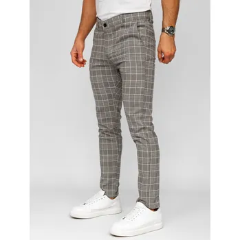 Pánské kalhoty Béžové pánské textilní karované společenské kalhoty Bolf 184171 - 30/S